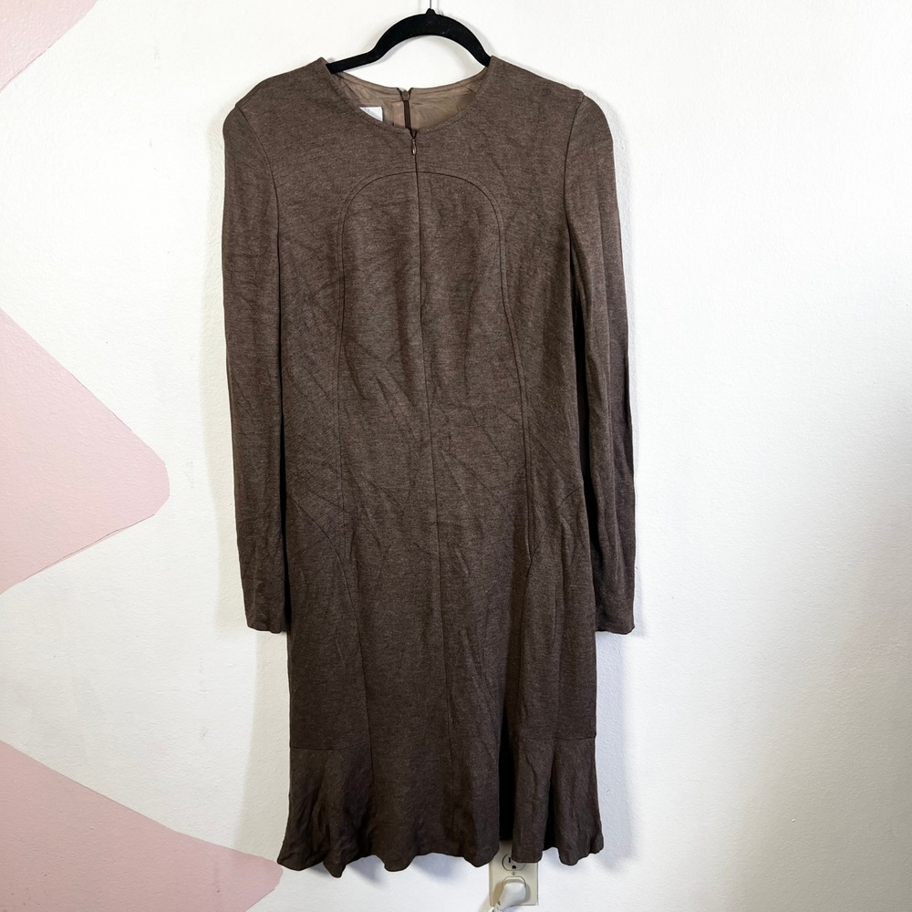 Akris Punto Women's 10 Designer Brown Long Sleeve Knee Length Dress